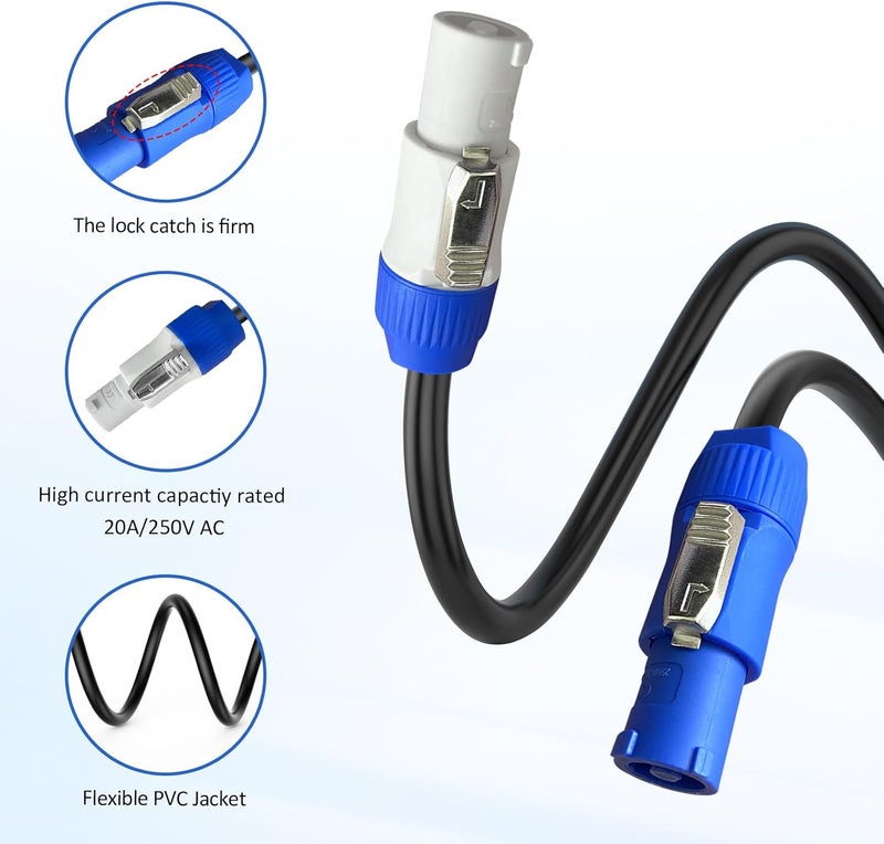 SYBECHATF PowerCon Power Cable AC PowerCon Input to PowerCon Output 12AWG 3 Pin Power Extension Cable for LED Screen Beam Moving Head Light, Stage Light Power,Audio Video Equipment and More-15FT - Image 4